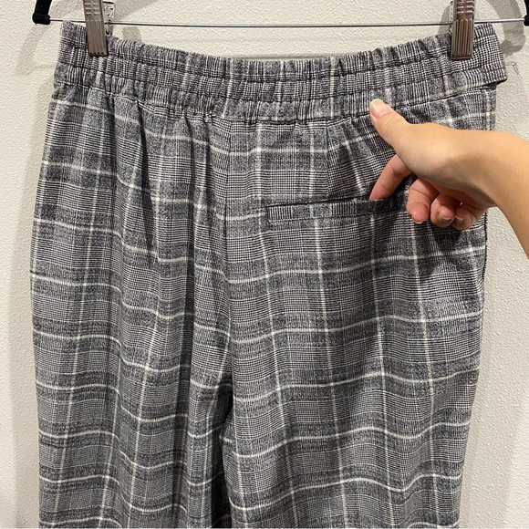 GAP Plaid Check Gingham Belted Tapered Trousers Black White Size 8 - Picture 8 of 9